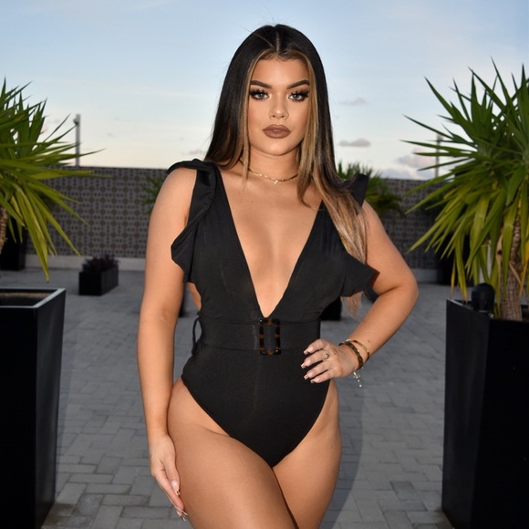 Black Ruffle One Piece - Picture 4 of 7